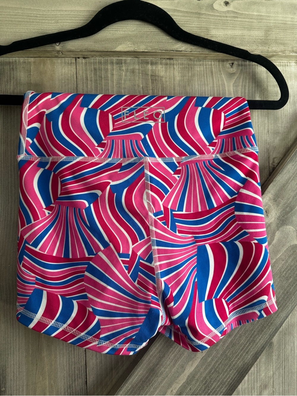 Fleo Women's Pink & Blue Geometric Print Bike Shorts - Picture 2 of 3
